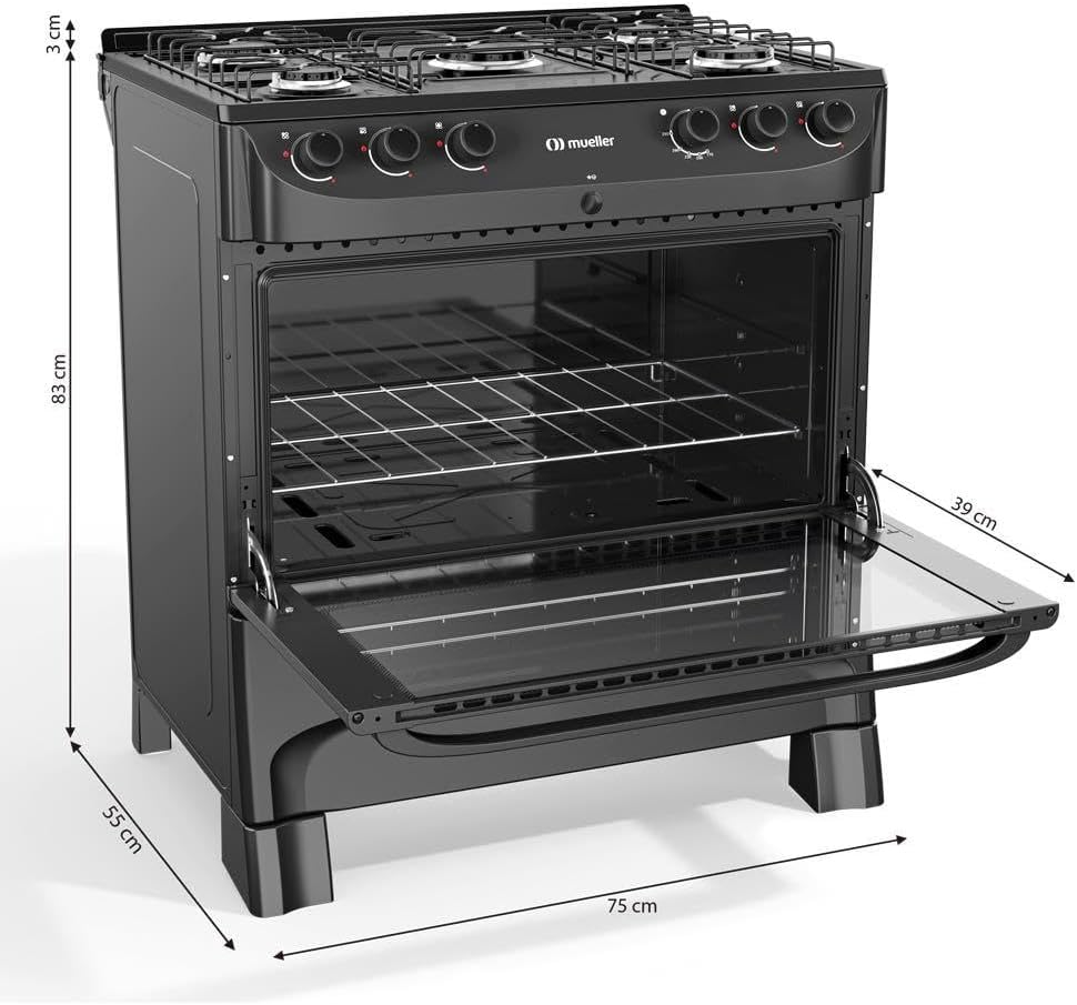 Fogão Mueller 5 Bocas Preto Fosco com Forno 81 Litros Bivolt 3 Fogão Mueller 5 Bocas Preto Fosco com Forno 81 Litros Bivolt - Imagem 3