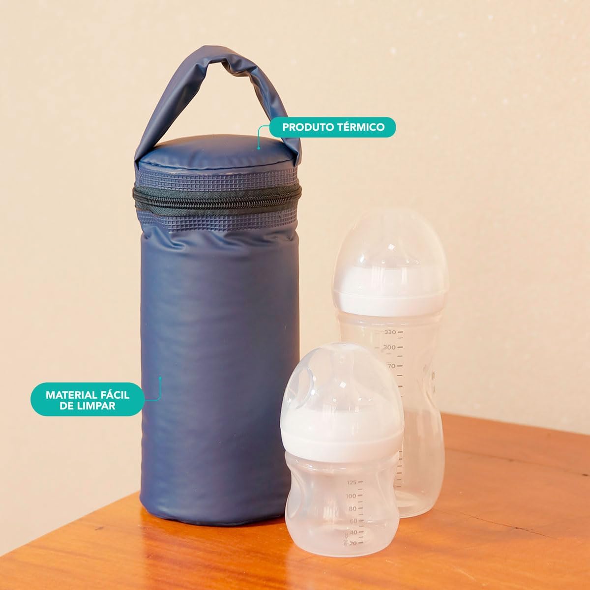 Porta Mamadeira Térmico Impermeável 1 Litro para Bebê Azul 4 Porta Mamadeira Térmico Impermeável 1 Litro para Bebê Azul - Imagem 4