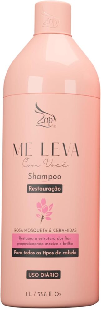 Shampoo Rosa Mosqueta Ceramidas Zap Cosméticos 1L Hidratação