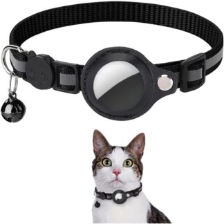Coleira para Pet com Suporte Airtag Nylon Reflexiva Ajustável