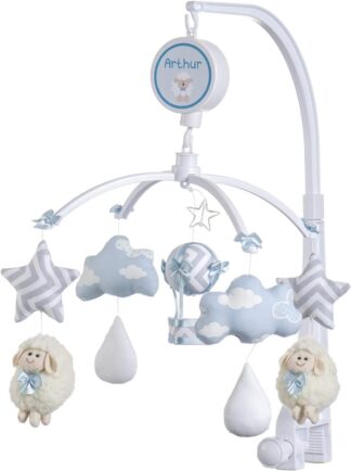 Móbile Berço Sleep Baby Ovelhinha Azul Musical Giratório