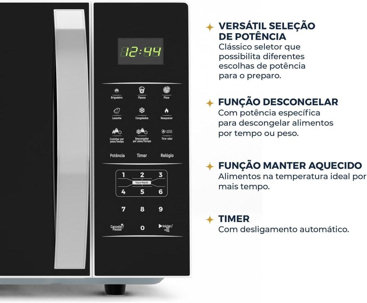 Micro-ondas Britânia BMO38 33L 1400W Limpa Fácil Branco Preto 6 Micro-ondas Britânia BMO38 33L 1400W Limpa Fácil Branco Preto - Imagem 6