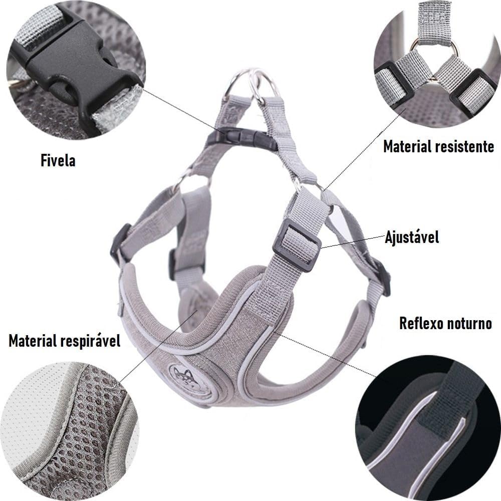 Coleira Peitoral para Cachorro Fluffie 2223 Ajustável com Guia P 6 Coleira Peitoral para Cachorro Fluffie 2223 Ajustável com Guia P - Imagem 6