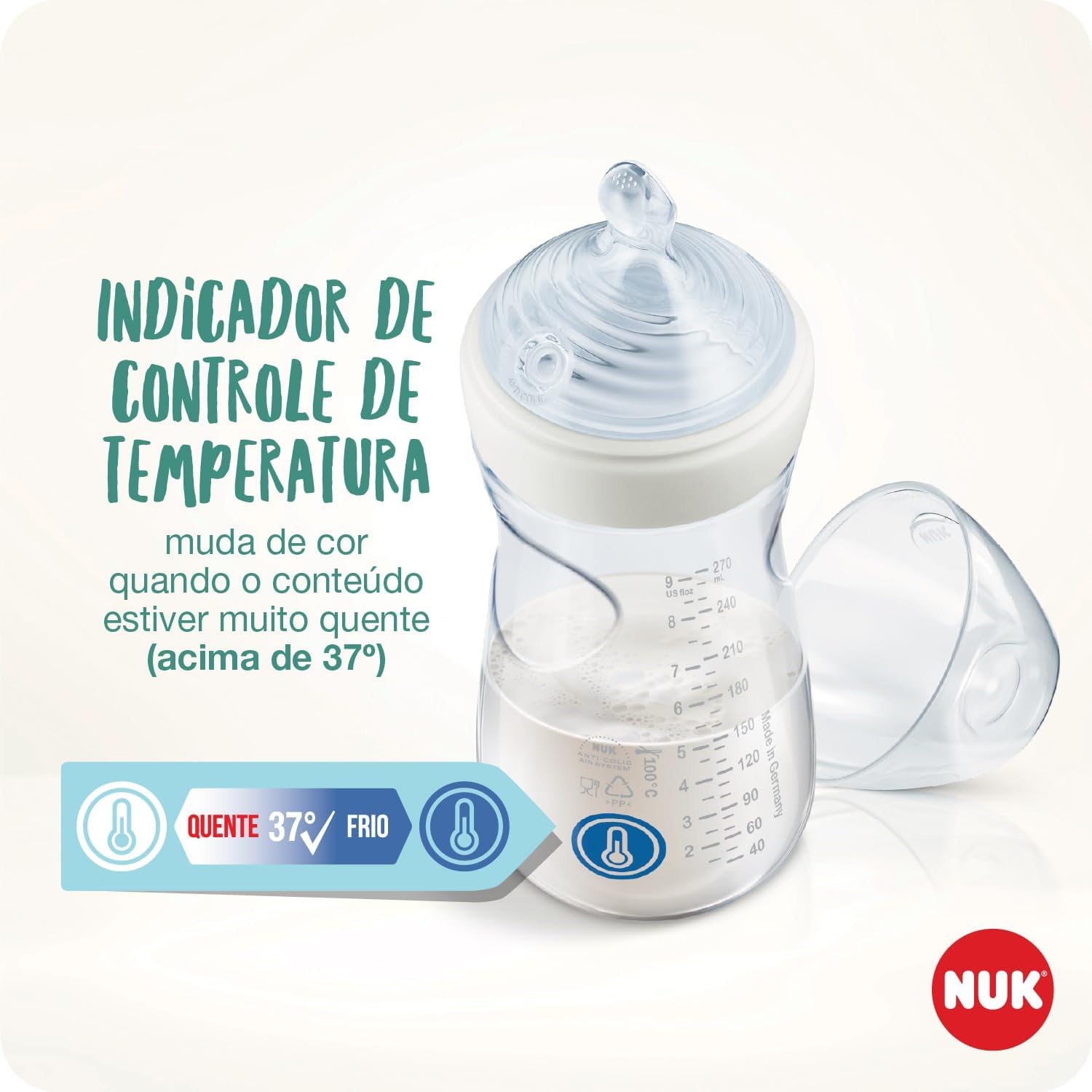 Kit Mamadeiras NUK Essence Smart Flow 270ml Anticólica 6 Kit Mamadeiras NUK Essence Smart Flow 270ml Anticólica - Imagem 6
