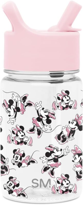 Garrafa Infantil Simple Modern Minnie Mouse Tampa Canudo BPA Free