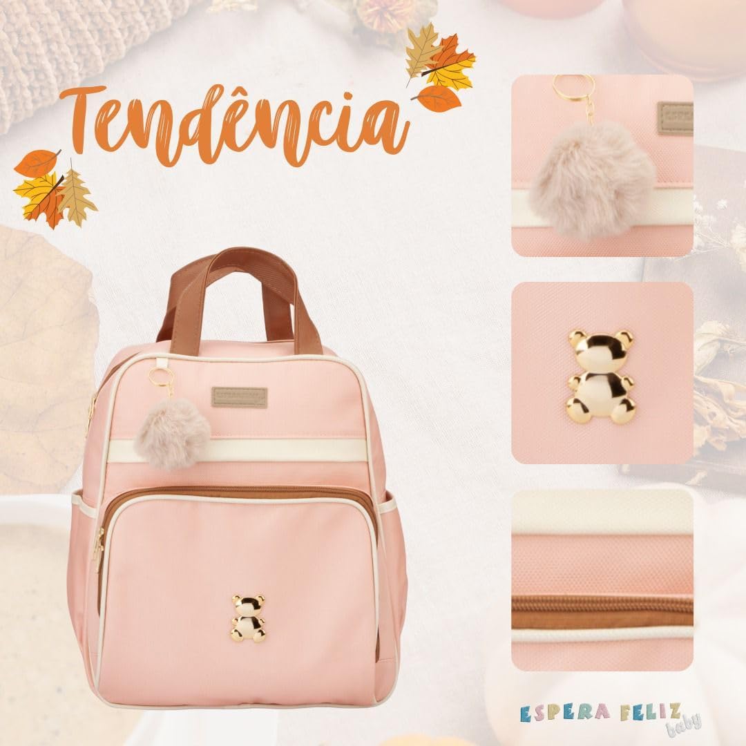 Mochila Maternidade Petit Espera Feliz Grande com Ursinho 3 Mochila Maternidade Petit Espera Feliz Grande com Ursinho - Imagem 3