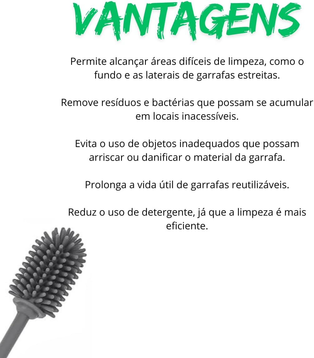 Kit 2 Escovas de Silicone Limpador de Garrafas e Mamadeiras 5 Kit 2 Escovas de Silicone Limpador de Garrafas e Mamadeiras - Imagem 5