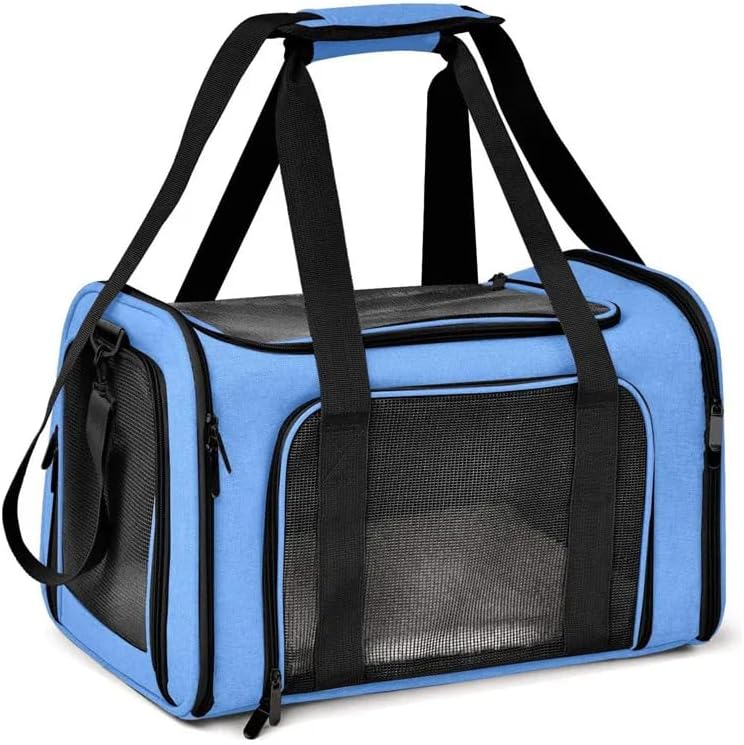 Bolsa de Transporte Pet Azul Premium Respirável para Viagem 1 Bolsa de Transporte Pet Azul Premium Respirável para Viagem