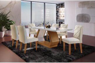 Conjunto Sala de Jantar Rufato Islândia 6 Cadeiras Irlanda