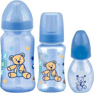 Kit Mamadeira Petita Super Acinturada Azul 3 Peças BPA Free
