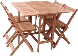 Conjunto Mesa e 4 Cadeiras Dobráveis Cedro Rosa Veneza Madeira