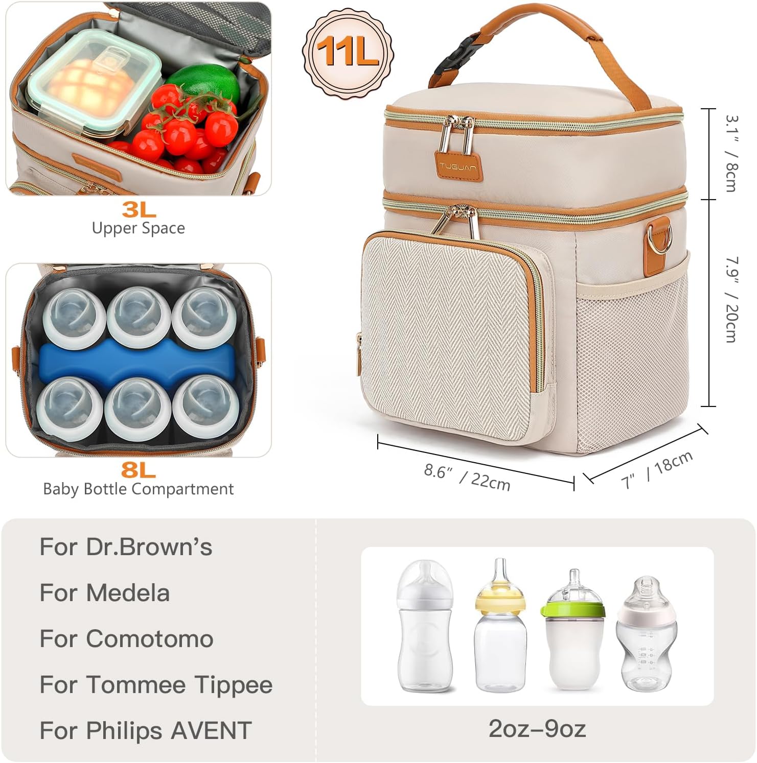 Bolsa Térmica TUGUAN Double Layer para Leite Materno Portátil 6 Bolsa Térmica TUGUAN Double Layer para Leite Materno Portátil - Imagem 6