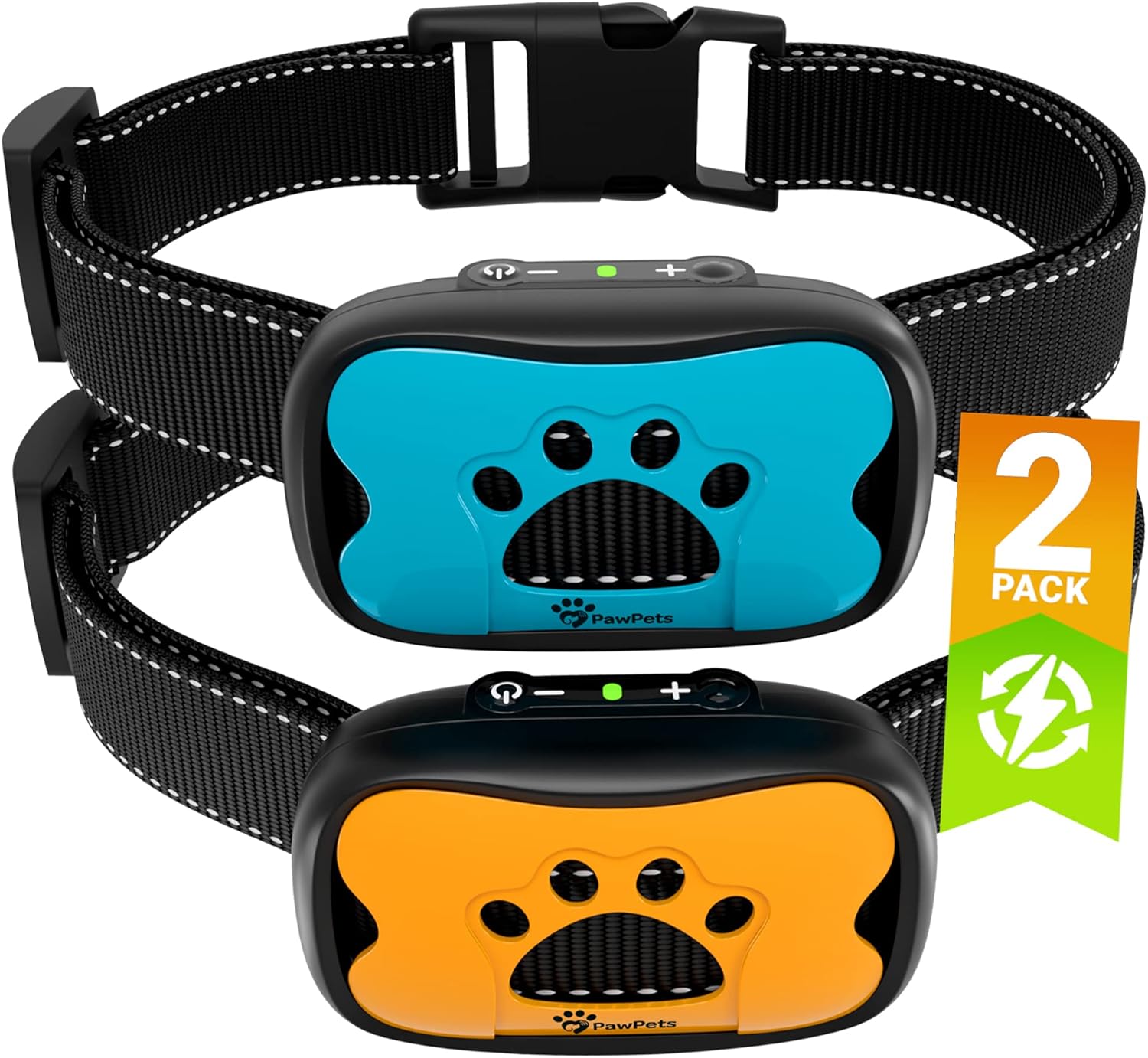 Coleira Anti-Latido PawPets Recarregável para Cães 2 Unidades 1 Coleira Anti-Latido PawPets Recarregável para Cães 2 Unidades