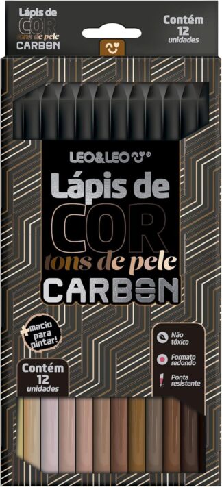 Lápis de Cor Leonora Tons de Pele 12 Cores Redondo Artístico