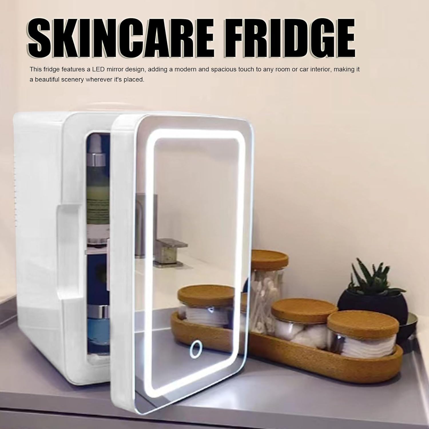 Geladeira para Skincare Zhjvihx com Espelho LED e 6L Portátil 2 Geladeira para Skincare Zhjvihx com Espelho LED e 6L Portátil - Imagem 2