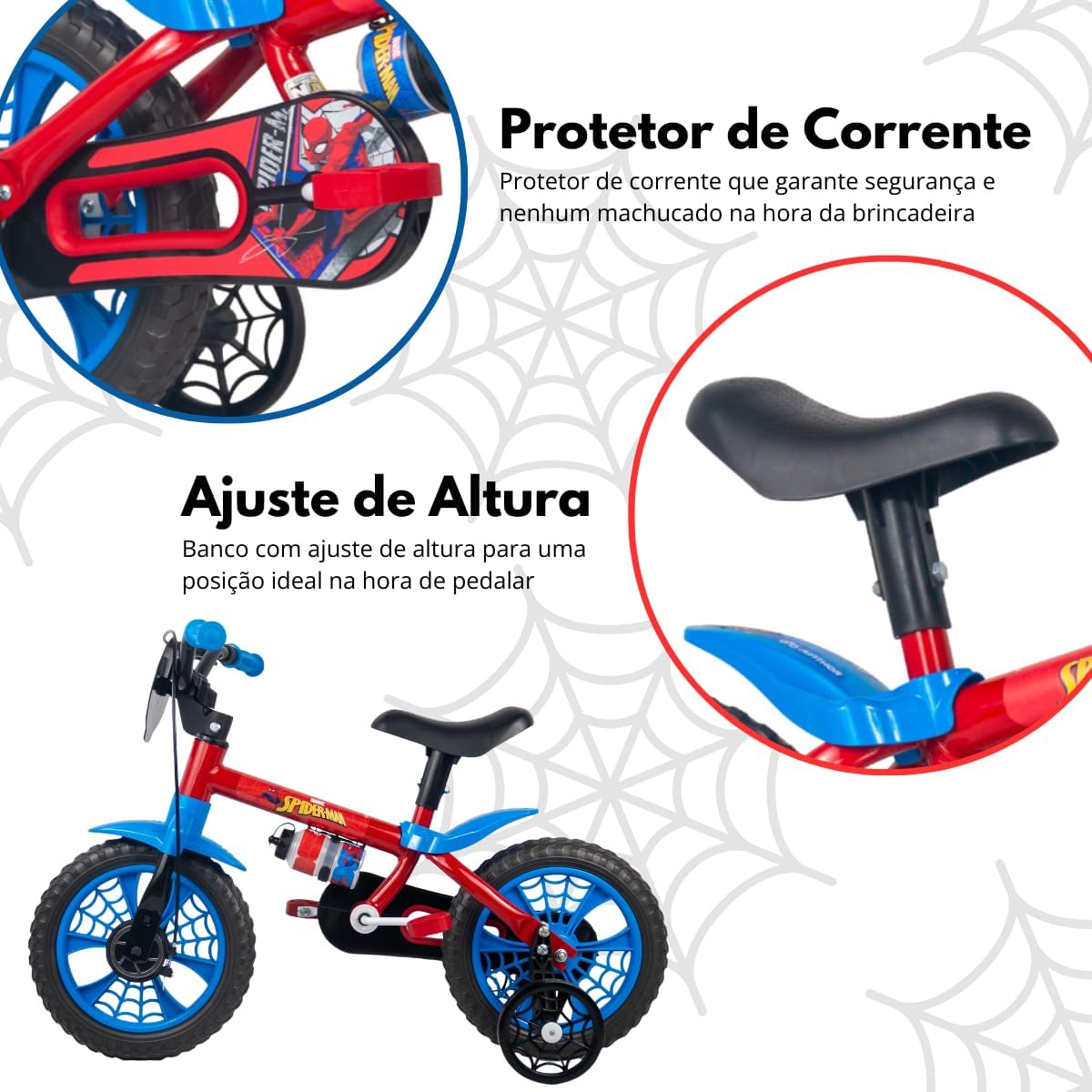 Bicicleta Infantil Nathor Spider-Man Aro 12 com Rodinhas 5 Bicicleta Infantil Nathor Spider-Man Aro 12 com Rodinhas - Imagem 5