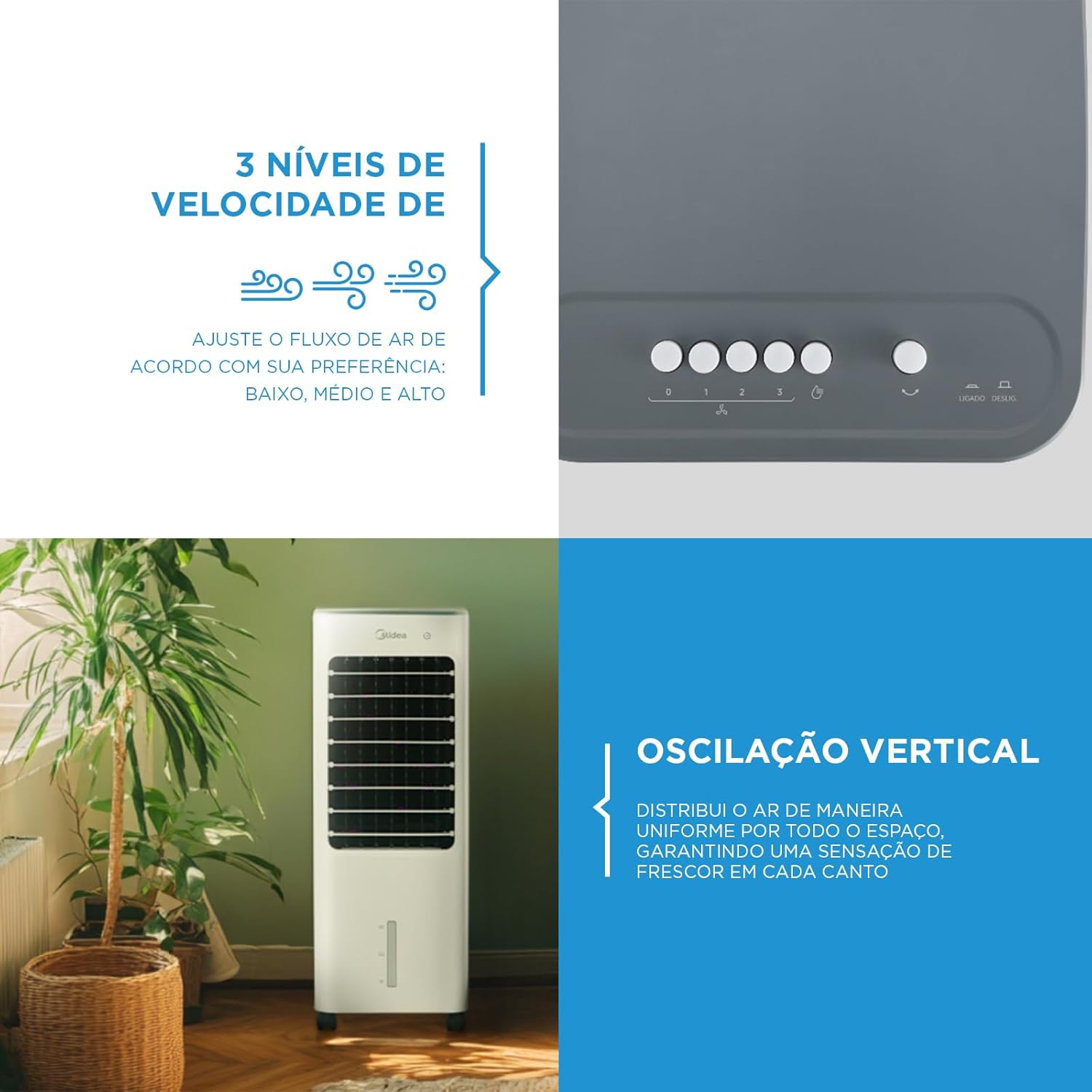 Climatizador de Ar Midea ACM52 Portátil Ventila e Umidifica 4 Climatizador de Ar Midea ACM52 Portátil Ventila e Umidifica - Imagem 4