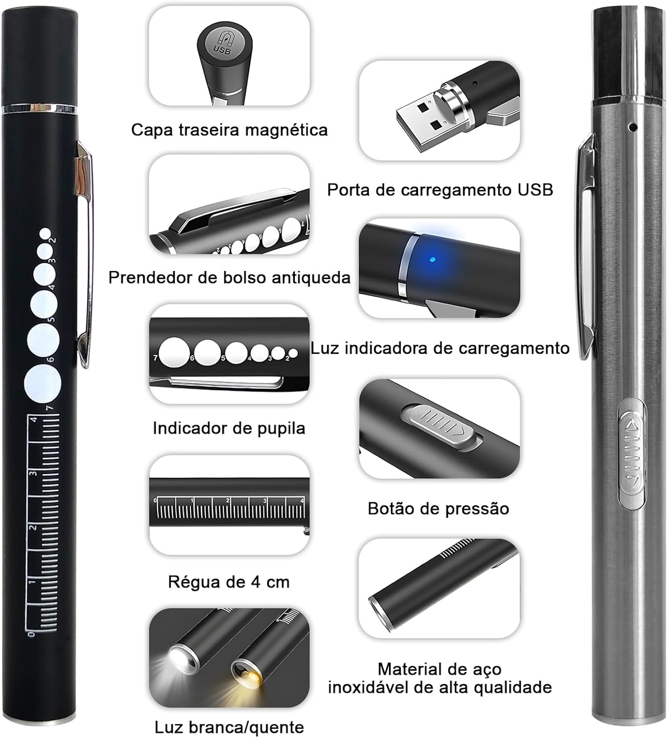 Kit 2 Lanterna Clínica LED BCVVCCB Lanterna Médica para Exame 2 Kit 2 Lanterna Clínica LED BCVVCCB Lanterna Médica para Exame - Imagem 2