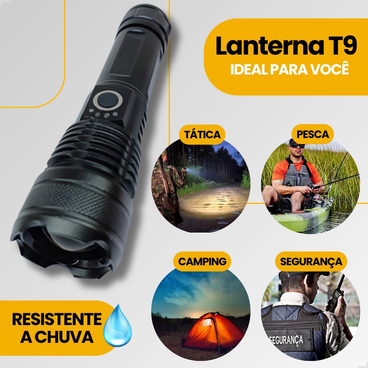 Kit 2 Lanternas Táticas LED Recarregáveis USB com Zoom Potente 4 Kit 2 Lanternas Táticas LED Recarregáveis USB com Zoom Potente - Imagem 4