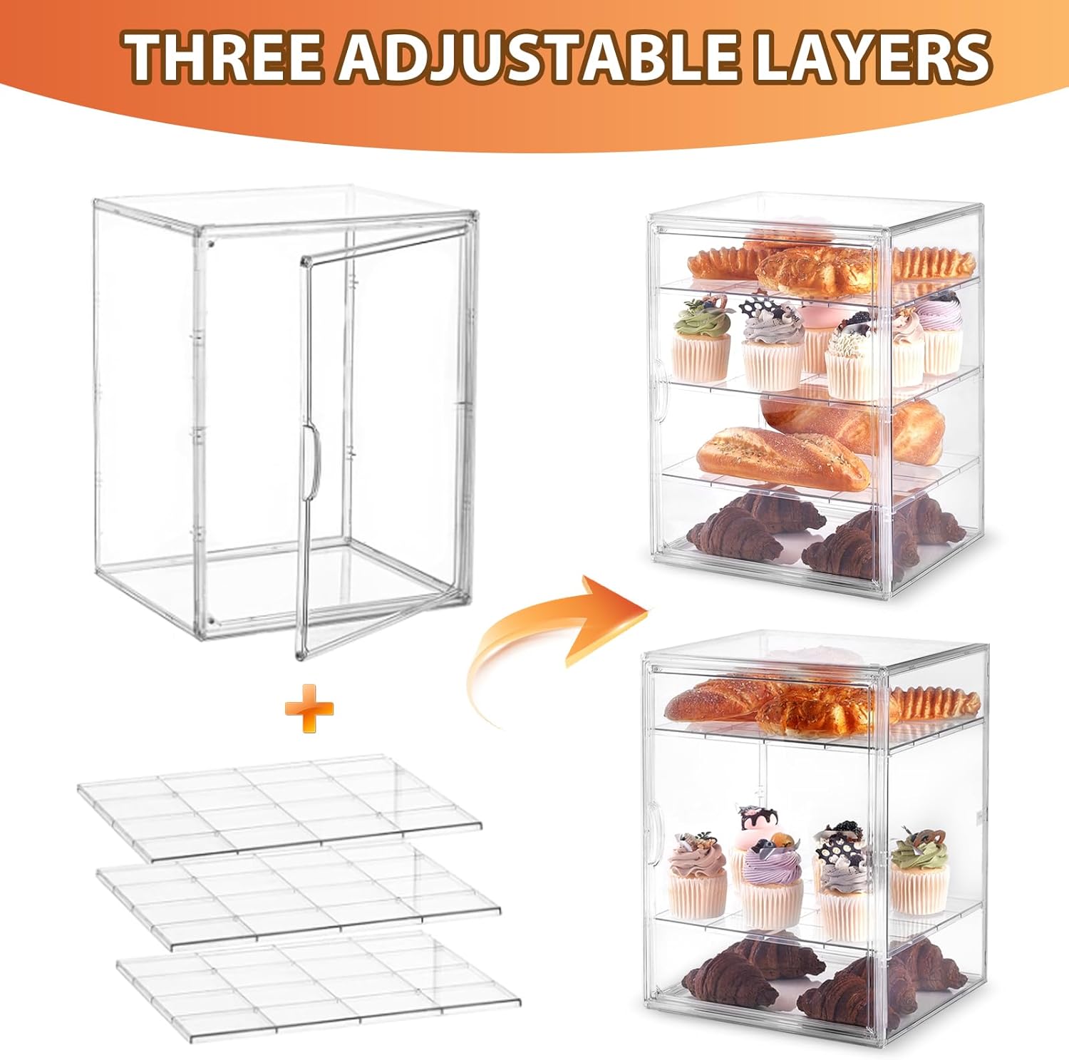 Vitrine ToBeAce HC-BDC-001 Transparente Ajustável Para Confeitaria 3 Vitrine ToBeAce HC-BDC-001 Transparente Ajustável Para Confeitaria - Imagem 3