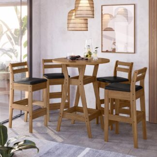 Conjunto Mesa Bistrô 4 Banquetas Cedro Gold Celta Móveis 11C