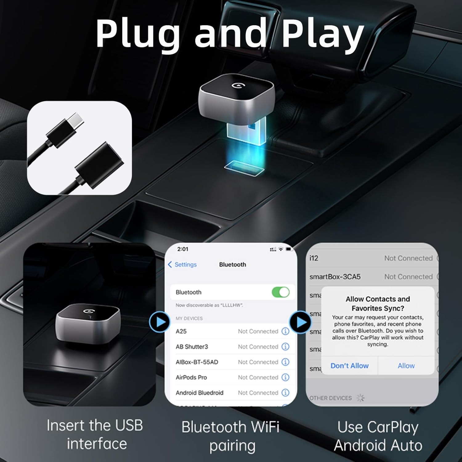 Adaptador TPSOJJY 2 em 1 Wireless CarPlay e Android para Carros 5 Adaptador TPSOJJY 2 em 1 Wireless CarPlay e Android para Carros - Imagem 5