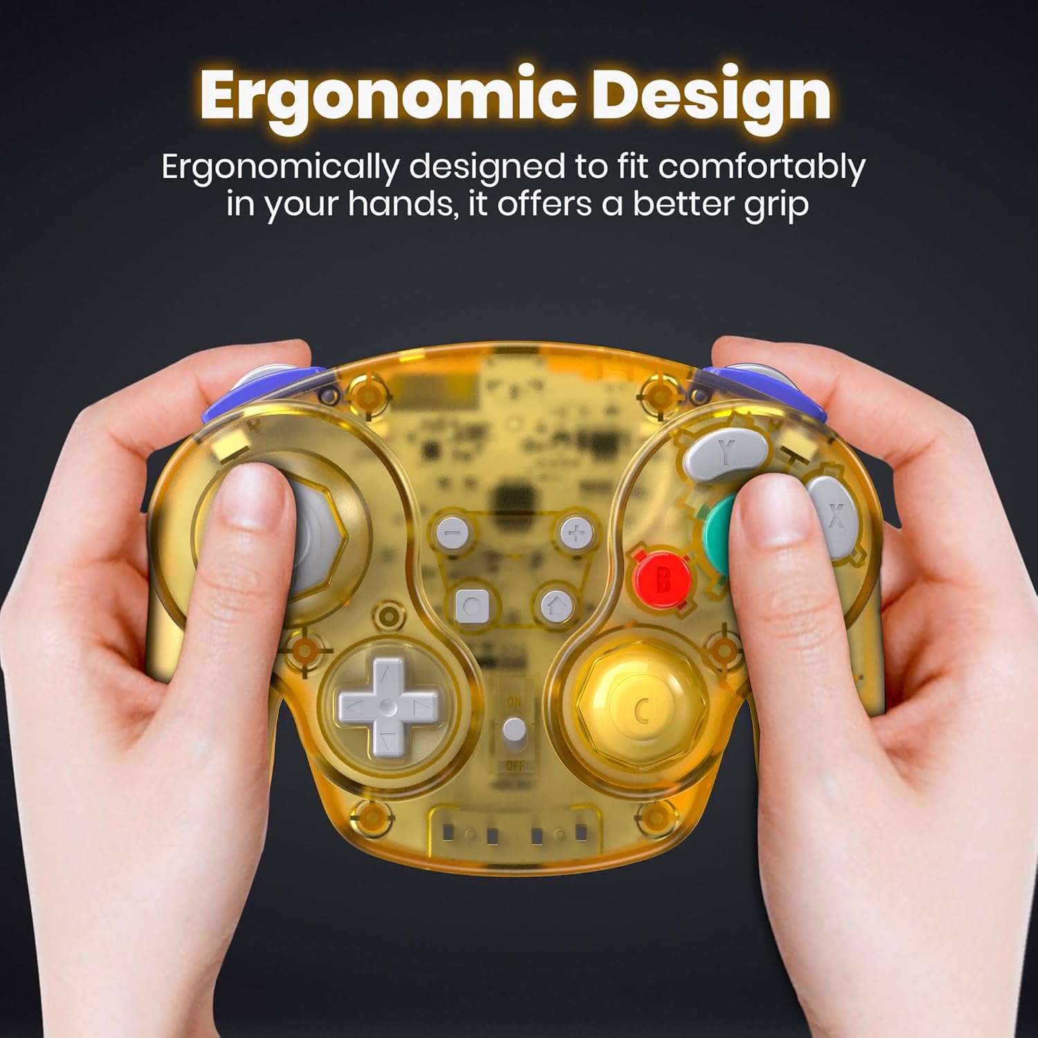 Controle Wireless SAFFUN GameCube para Switch e PC Amarelo 7 Controle Wireless SAFFUN GameCube para Switch e PC Amarelo - Imagem 7