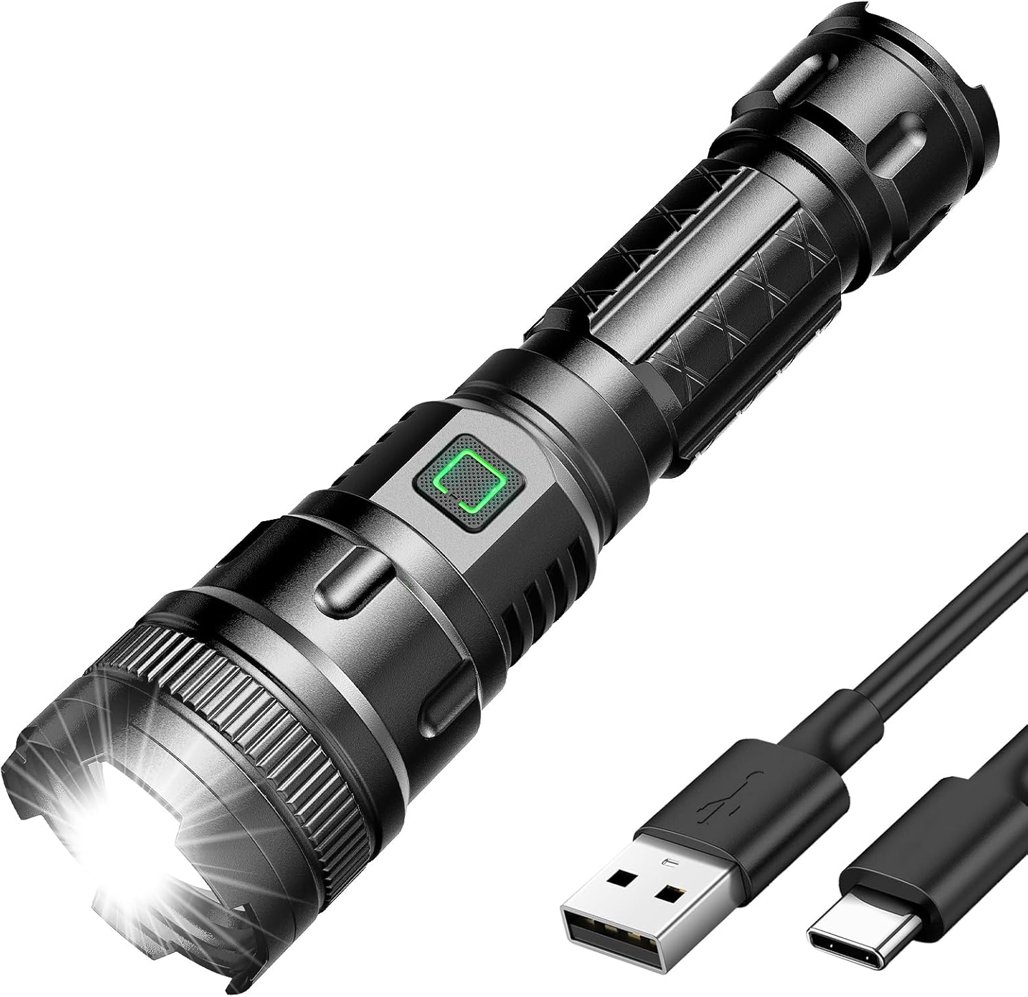Lanterna Tática AQWS M11 Recarregável USB com Zoom Ajustável 1 Lanterna Tática AQWS M11 Recarregável USB com Zoom Ajustável
