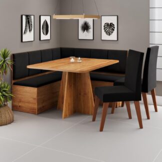 Conjunto Canto Alemão com Baú MadeiraMadeira Milão 2 Cadeiras