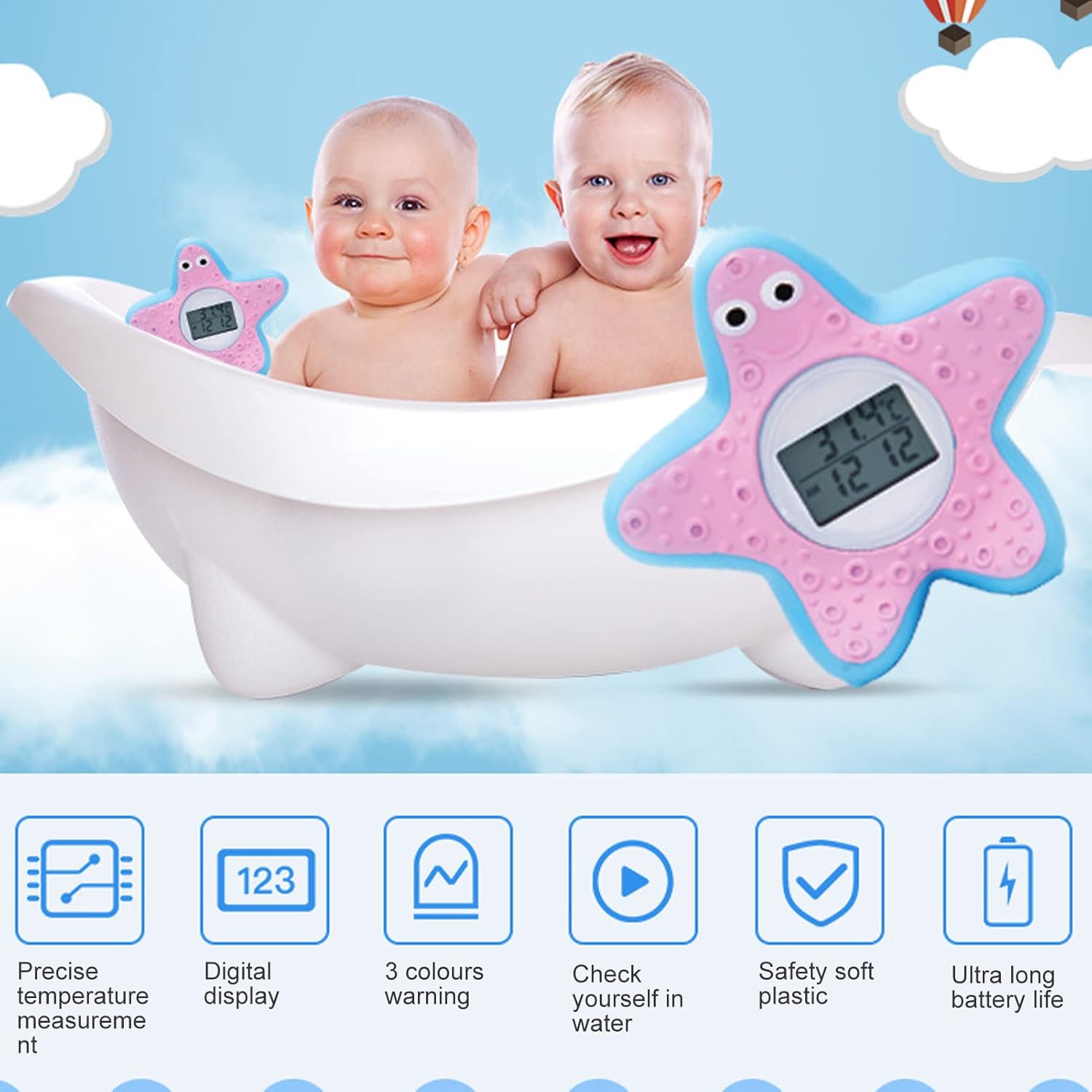 Termômetro de Banho Asixxsix Estrela do Mar com Alerta de Cor 5 Termômetro de Banho Asixxsix Estrela do Mar com Alerta de Cor - Imagem 5