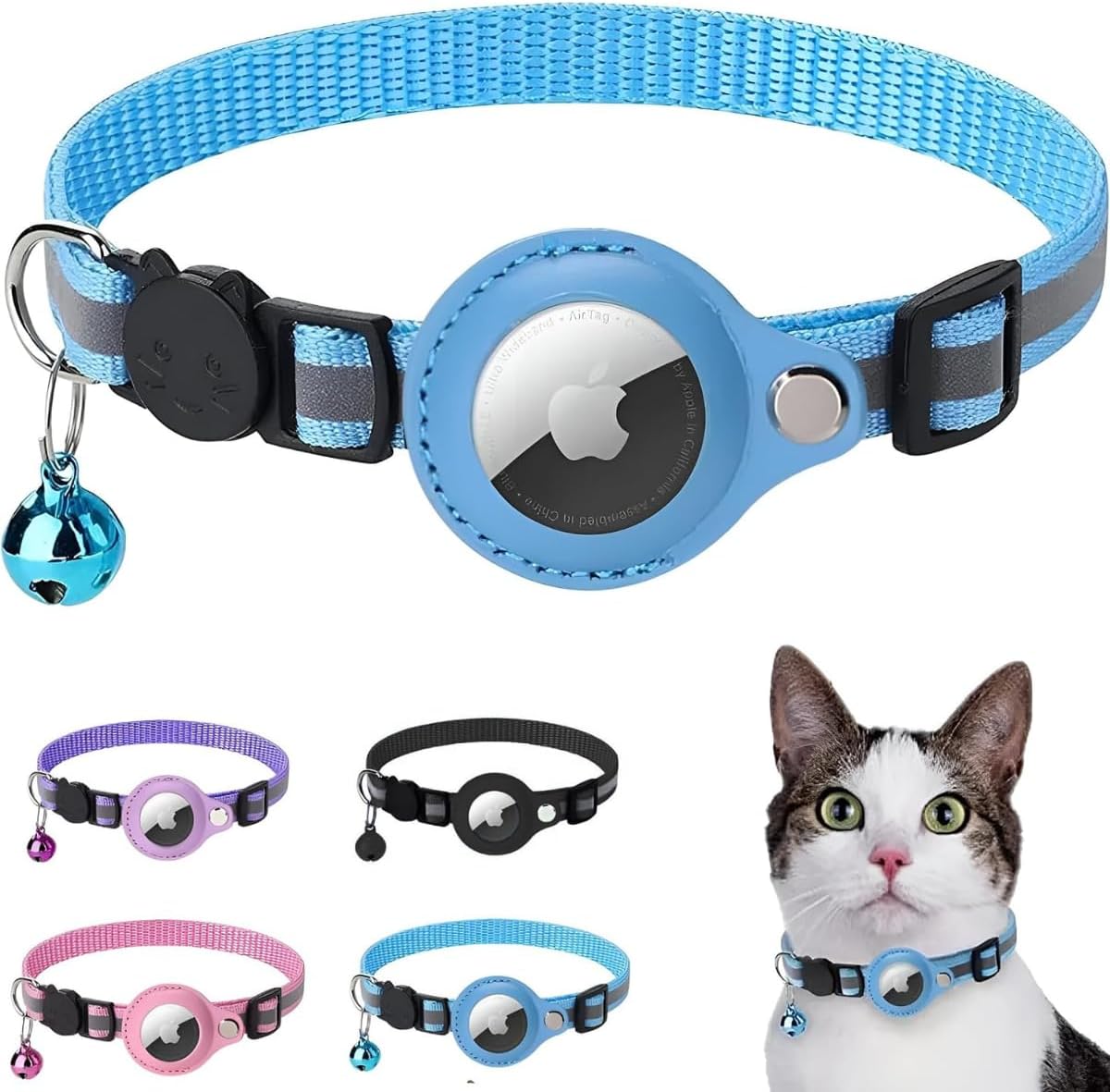 Coleira para Airtag com Guizo e Refletiva para Gatos e Cães 1 Coleira para Airtag com Guizo e Refletiva para Gatos e Cães