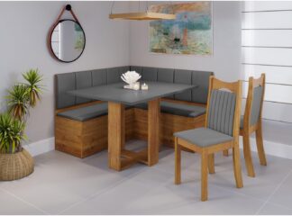 Conjunto Canto Alemão America MadeiraMadeira com 2 Cadeiras Dalas