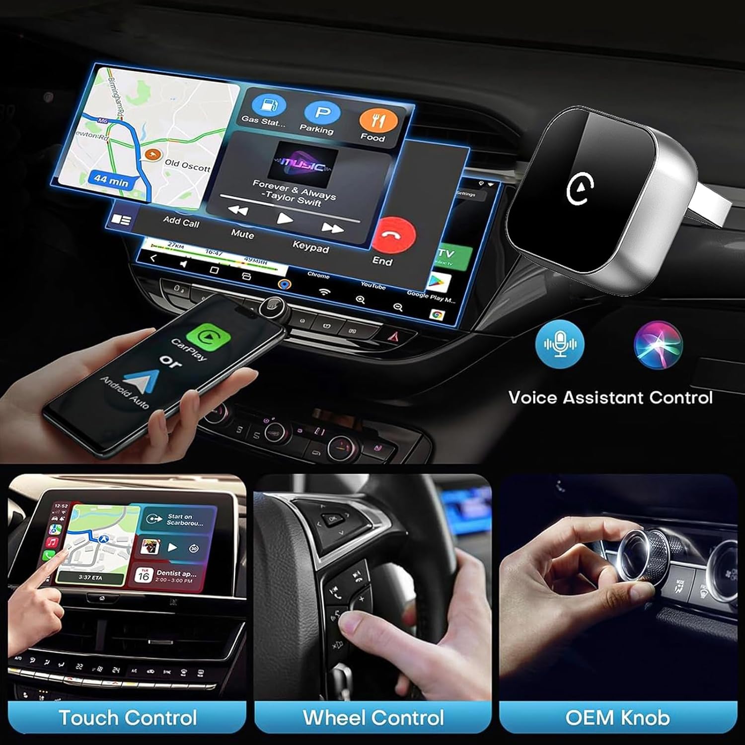 Adaptador TPSOJJY 2 em 1 Wireless CarPlay e Android para Carros 3 Adaptador TPSOJJY 2 em 1 Wireless CarPlay e Android para Carros - Imagem 3