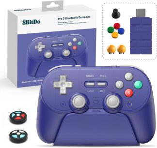 Controle 8Bitdo Pro 3 Bluetooth com Joysticks TMR Roxo