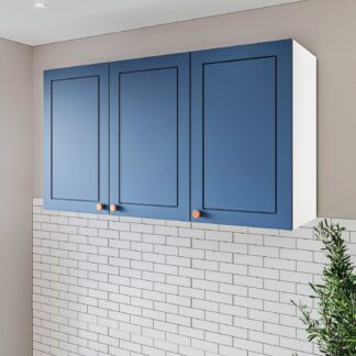 Armário Aéreo 3 Portas 120cm Pérola MadeiraMadeira Branco/Azul