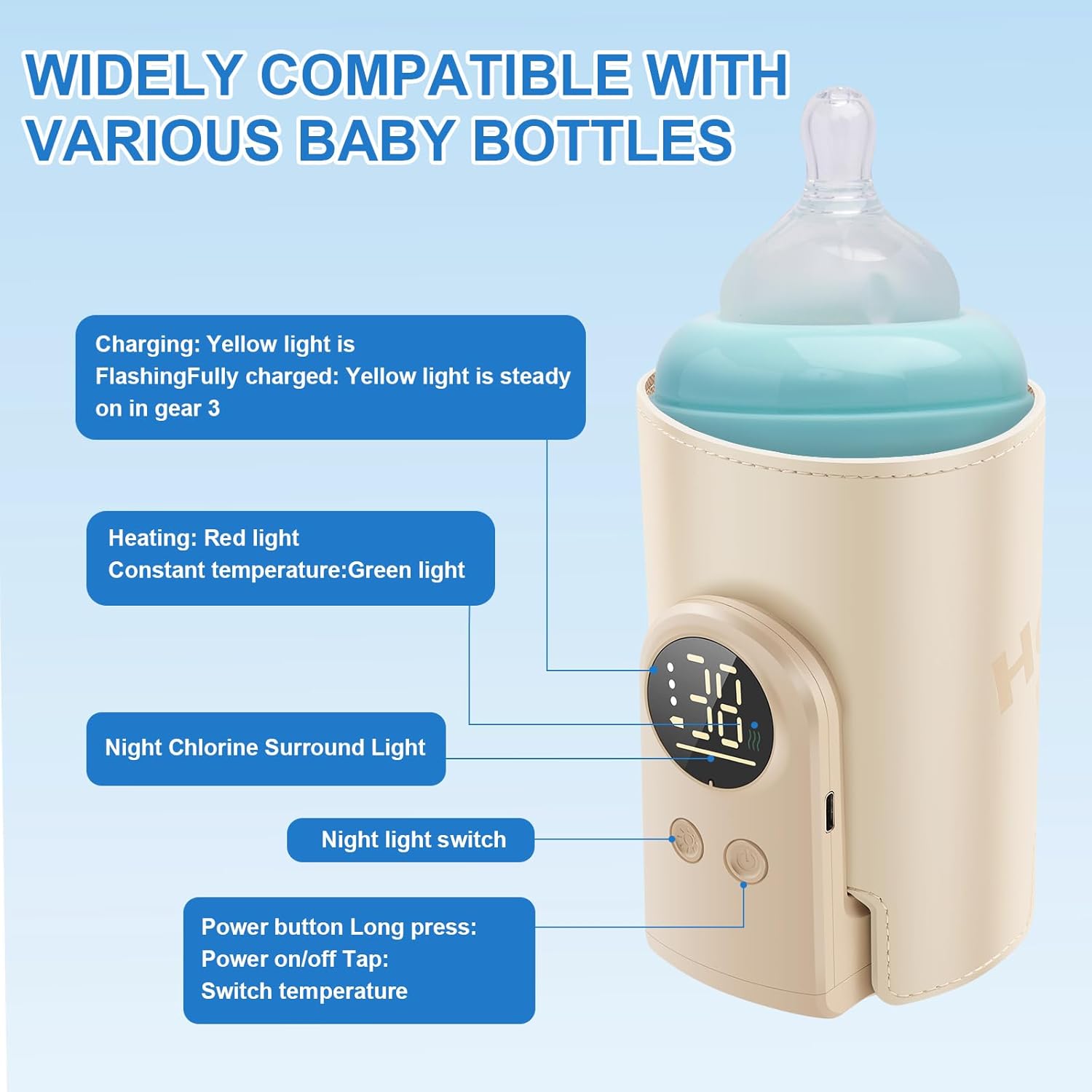 Aquecedor de Mamadeira Tcwhniev Portátil com Ajuste de Temperatura 5 Aquecedor de Mamadeira Tcwhniev Portátil com Ajuste de Temperatura - Imagem 5