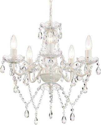 Lustre Antique House 19005W-5 de Cristal Branco 5 Luzes Moderno