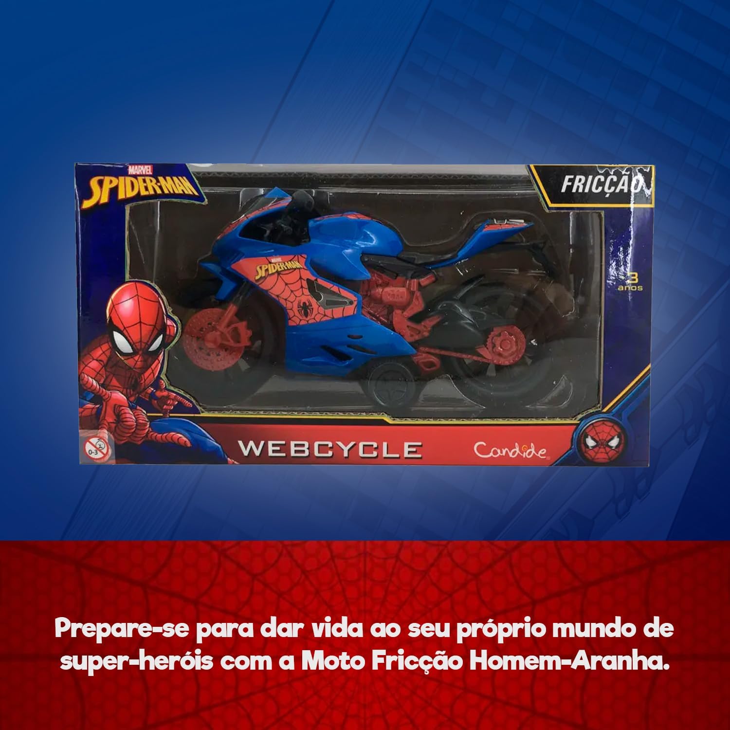 Moto de Fricção Candide Webcycle Spider-Man Brinquedo Infantil 6 Moto de Fricção Candide Webcycle Spider-Man Brinquedo Infantil - Imagem 6