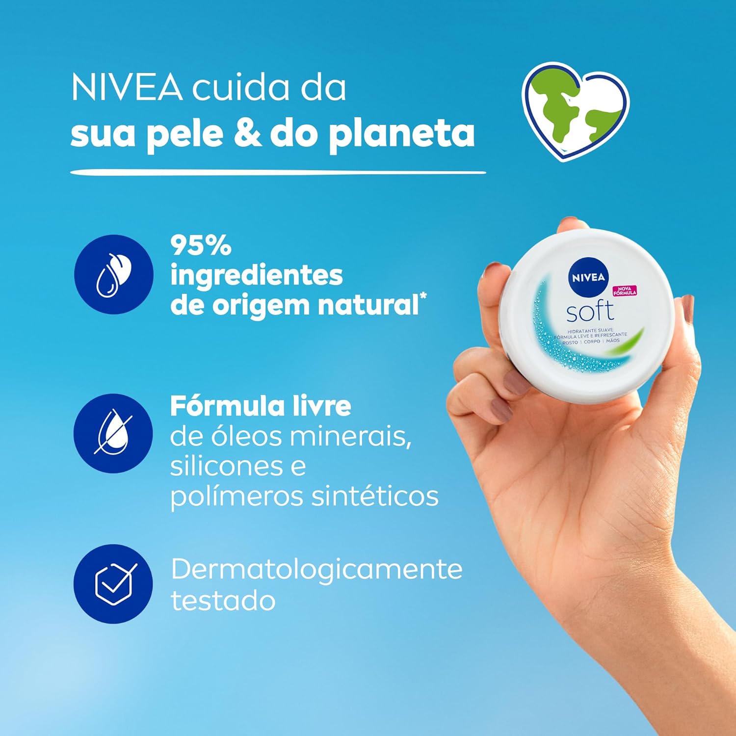 Creme Hidratante Nivea Soft 97g Hidratação Suave para o Corpo 6 Creme Hidratante Nivea Soft 97g Hidratação Suave para o Corpo - Imagem 6