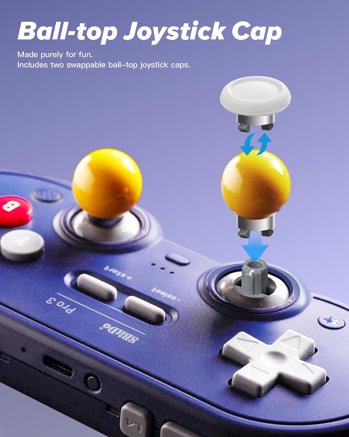 Controle 8Bitdo Pro 3 Bluetooth com Joysticks TMR Roxo 5 Controle 8Bitdo Pro 3 Bluetooth com Joysticks TMR Roxo - Imagem 5