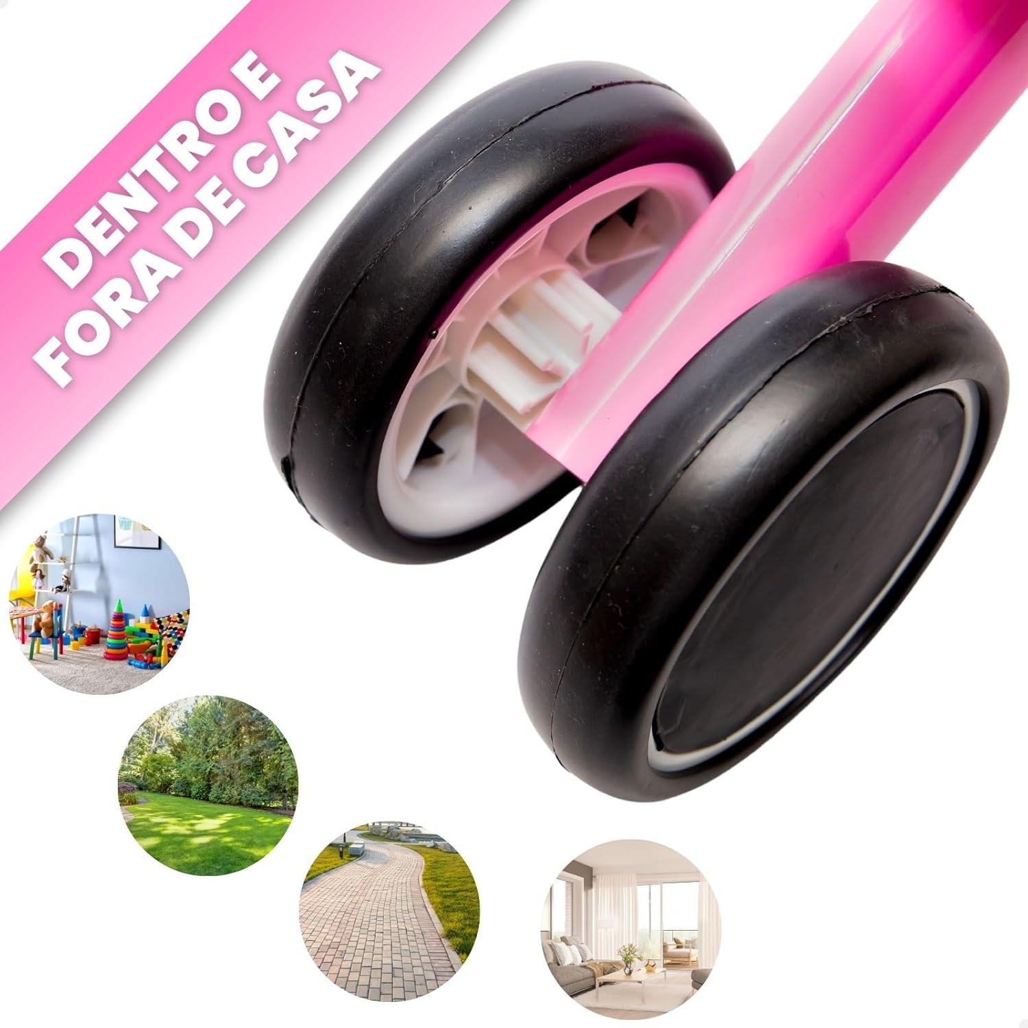 Bicicleta de Equilíbrio Atentu Tico-Tico Infantil 4 Rodas Rosa 7 Bicicleta de Equilíbrio Atentu Tico-Tico Infantil 4 Rodas Rosa - Imagem 7
