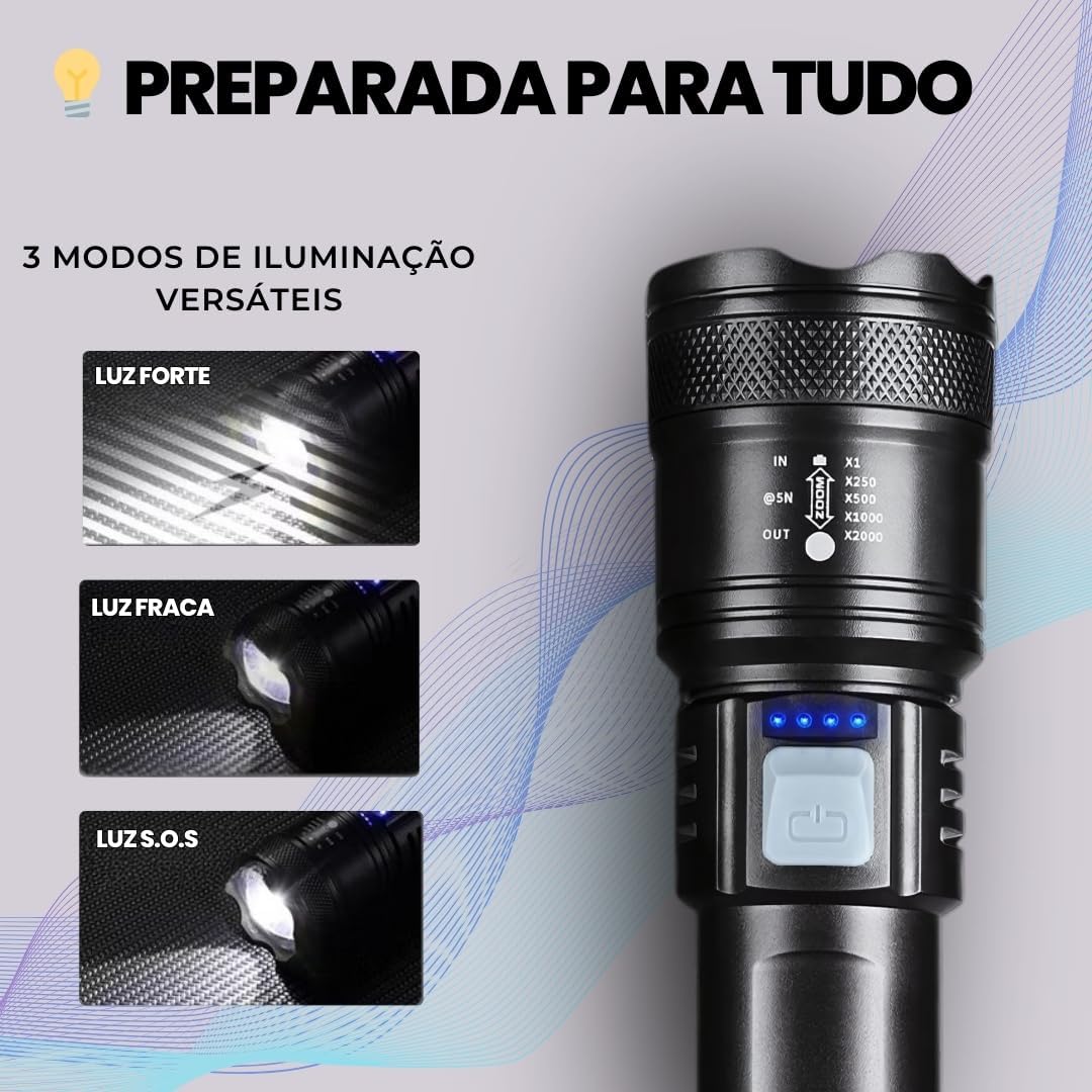 Lanterna Tática Genérico EC6960 Recarregável USB 1800 Lumens 5 Lanterna Tática Genérico EC6960 Recarregável USB 1800 Lumens - Imagem 5