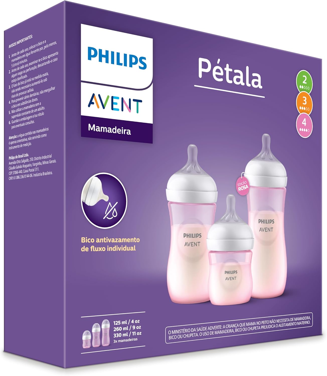 Kit Mamadeiras Philips Avent Pétala Natural Response Rosa SCD838 2 Kit Mamadeiras Philips Avent Pétala Natural Response Rosa SCD838 - Imagem 2