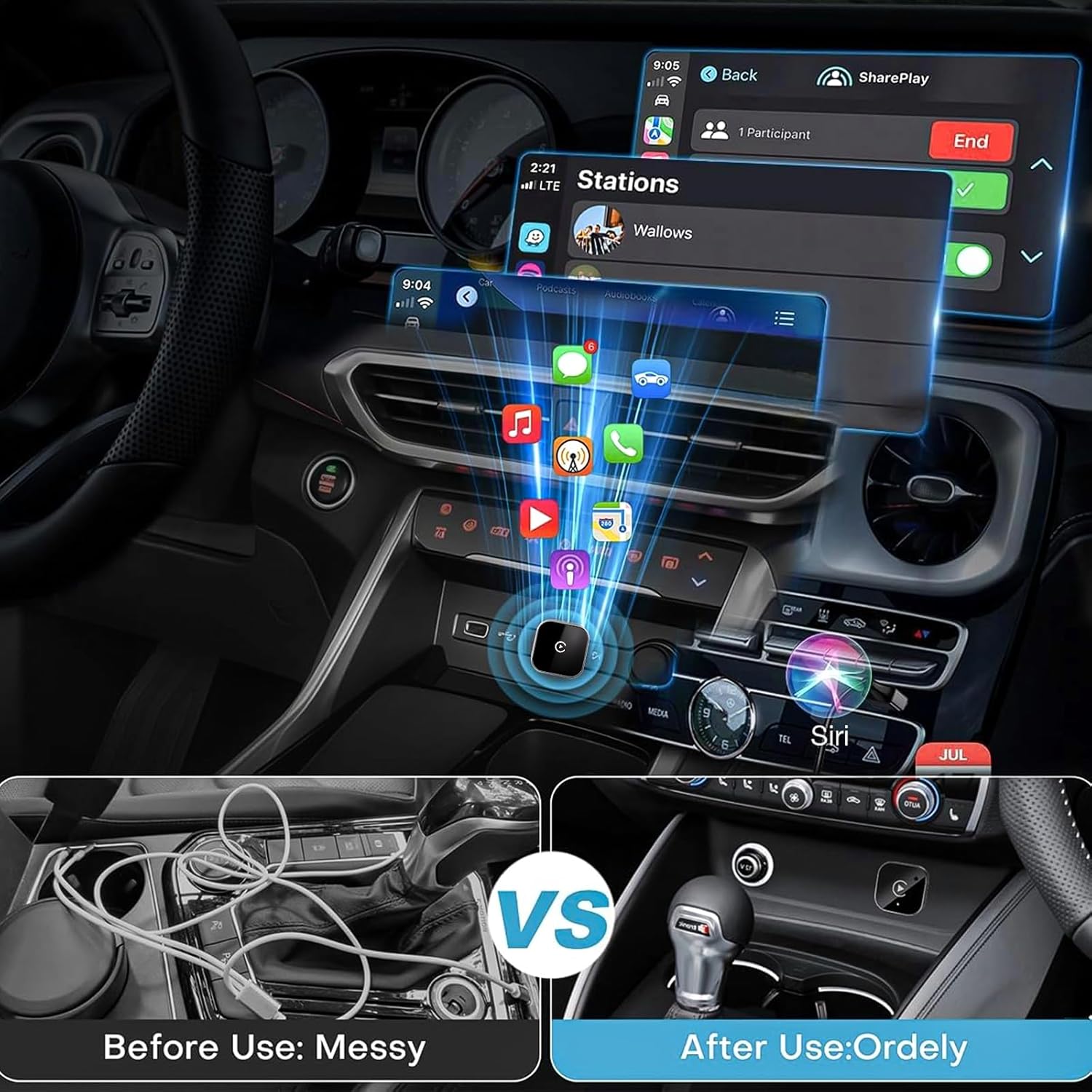 Adaptador TPSOJJY 2 em 1 Wireless CarPlay e Android para Carros 4 Adaptador TPSOJJY 2 em 1 Wireless CarPlay e Android para Carros - Imagem 4