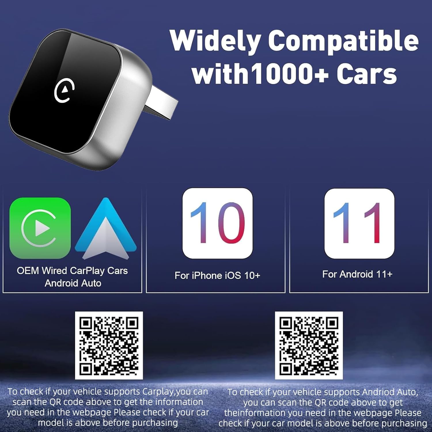 Adaptador TPSOJJY 2 em 1 Wireless CarPlay e Android para Carros 2 Adaptador TPSOJJY 2 em 1 Wireless CarPlay e Android para Carros - Imagem 2