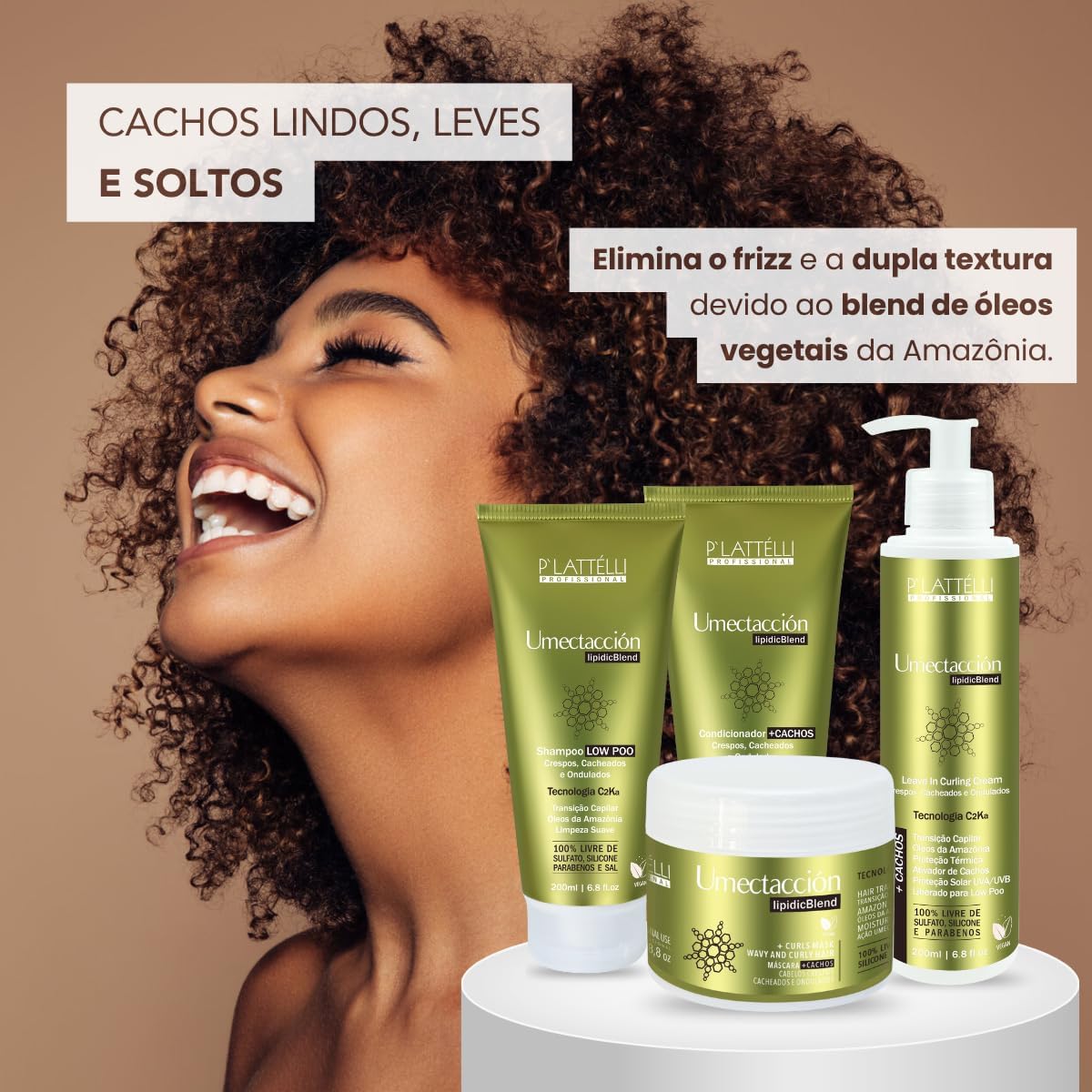 Condicionador Plattélli Umectação Profunda para Cachos 200ml 3 Condicionador Plattélli Umectação Profunda para Cachos 200ml - Imagem 3