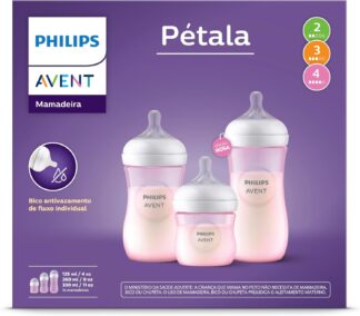 Philips Avent Kit Mamadeira Pétala 125ml 260ml 330ml Anticólica Rosa