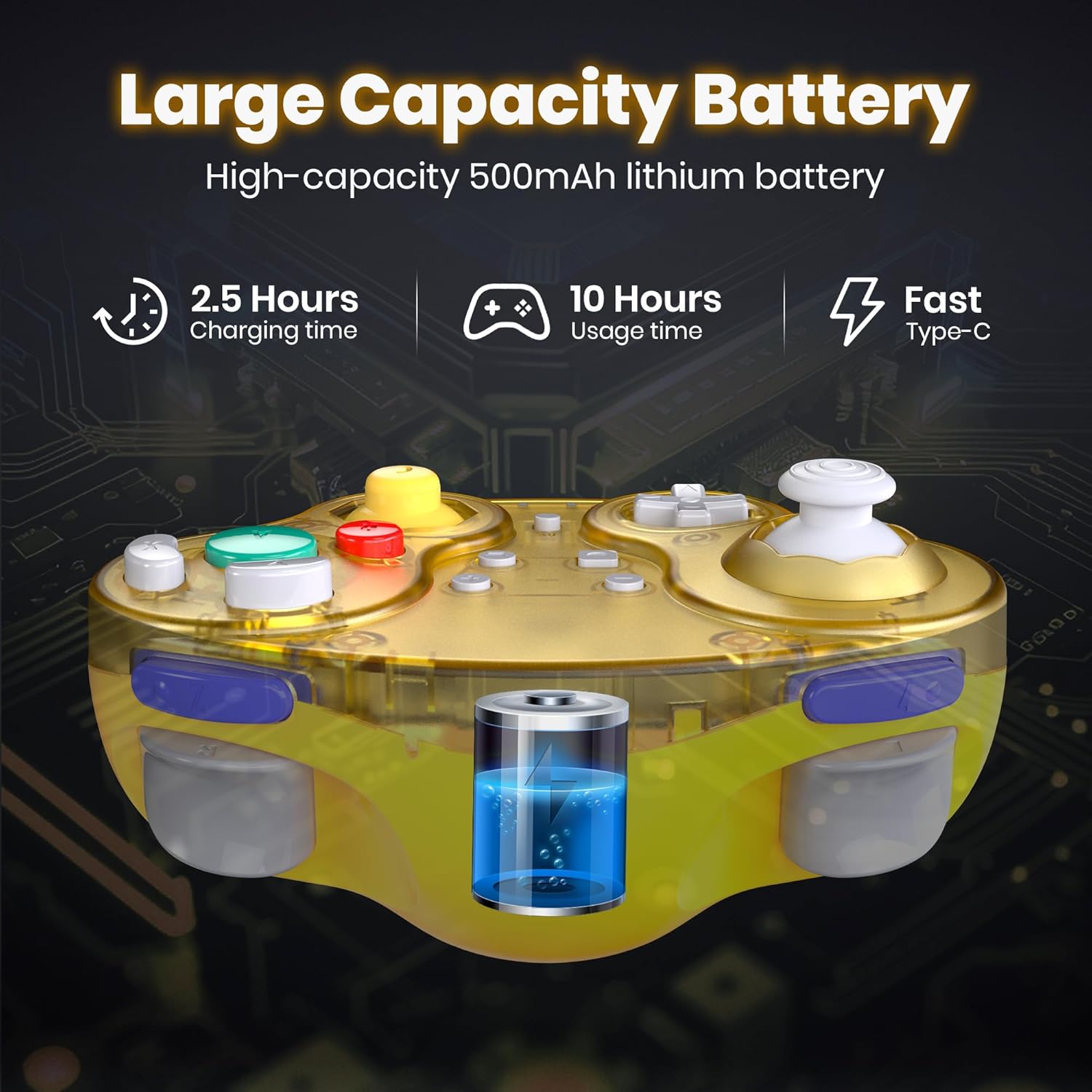 Controle Wireless SAFFUN GameCube para Switch e PC Amarelo 4 Controle Wireless SAFFUN GameCube para Switch e PC Amarelo - Imagem 4