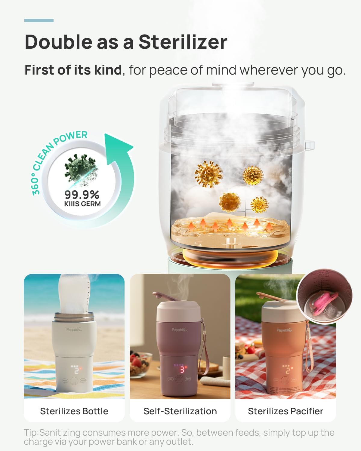 Aquecedor de Mamadeira Portátil Papablic para Viagens 30W 4 Aquecedor de Mamadeira Portátil Papablic para Viagens 30W - Imagem 4