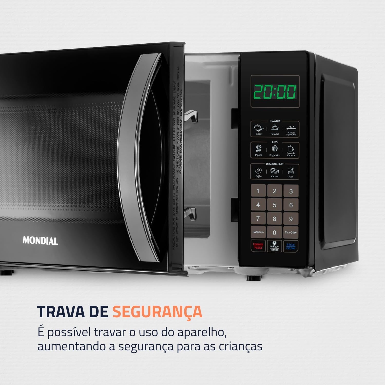 Micro-ondas Mondial MO-01-21-B Preto 21L 1200W Funcionalidades 6 Micro-ondas Mondial MO-01-21-B Preto 21L 1200W Funcionalidades - Imagem 6